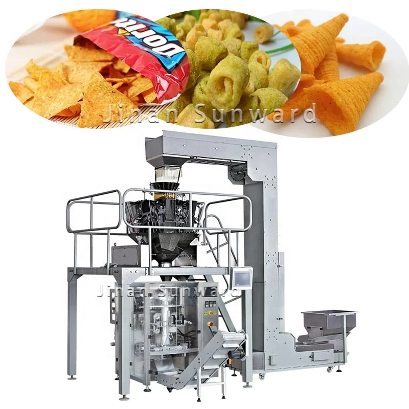 Automatic Puffing Snack Corn Food Cheese Ball Extruder Packing Machine Corn Flakes Processing Line