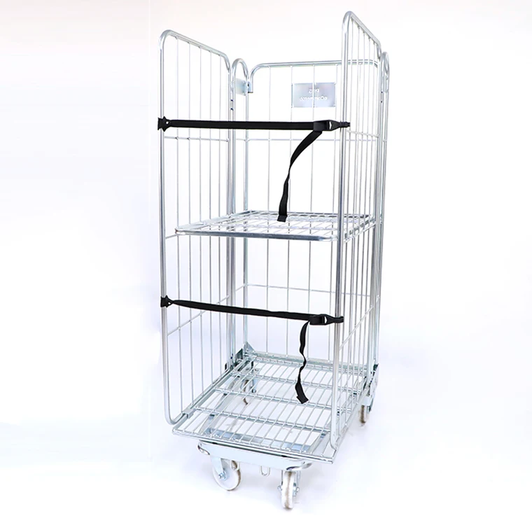 High Quality Galvanized warehouse transportation metal zinc plated wire rolling storage cage