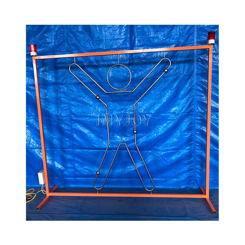 Custom carnival giant amusement park electric timer challenging cross fire prop funny buzz wire and loop dexterity game