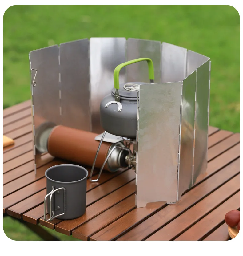 Jetshark Aluminum 10/12/14/16 Plates Stove Windshield for Camping Butane Gas Stoves with Drawstring Bag