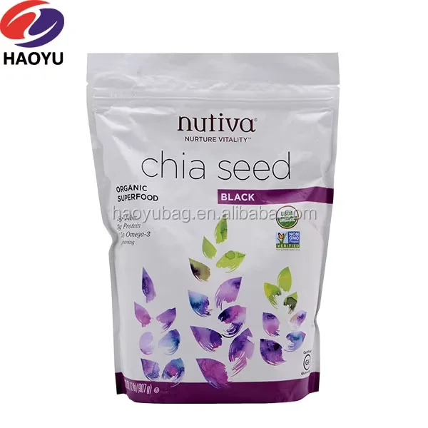 Chia seeds packaging pouch Tomato Seeds Foil Laminated Mylar Ziplock Bags for Chia Seed Powder
