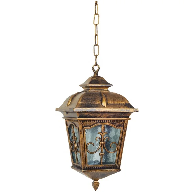 Zhongshan старинная латунь E27 литой под давлением алюминиевый и стеклянный корпус наружные подвесные садовые лампы в форме