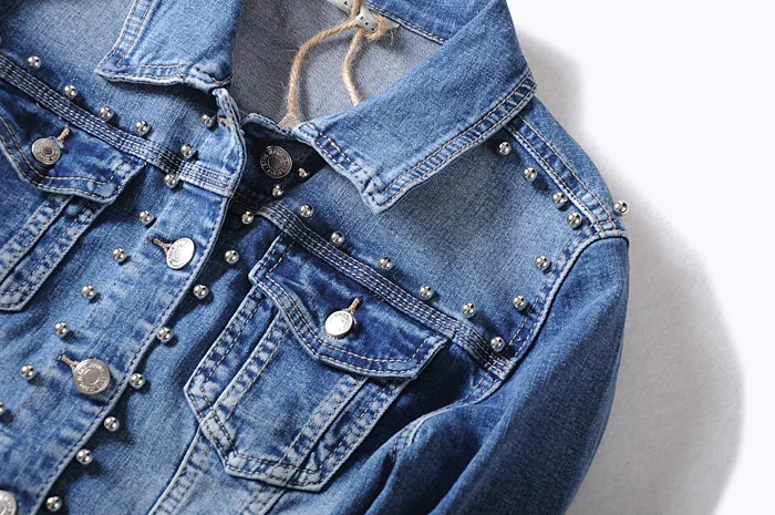womens jean  Punk Denim Regular Length Rivet Teen Plain Jeans Jacket for women 2021