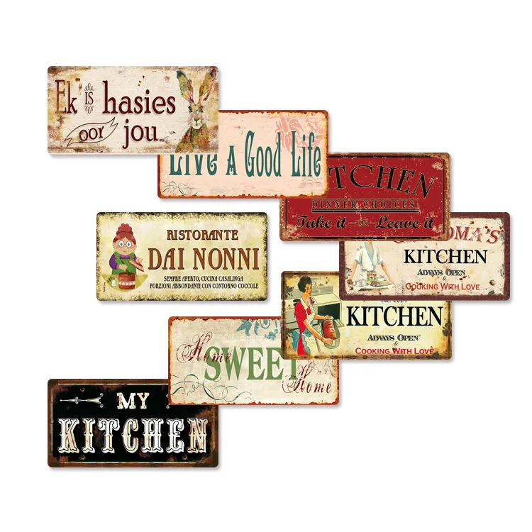 
Tin sign 15X30CM customized design UV printing license Plate kitchen retro Letter reproduction tin signs wholesale 