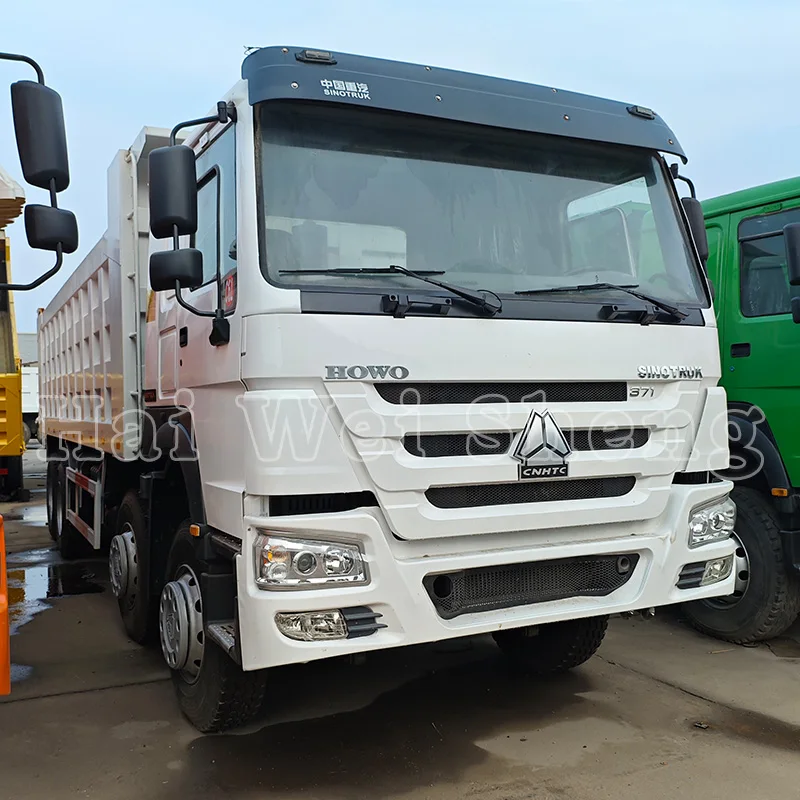 Cheap used 8x4 12 wheels SINOTRUCK 371hp mining tipper truck 60tons LHD euro2 diesel HOWO dump trucks for sale