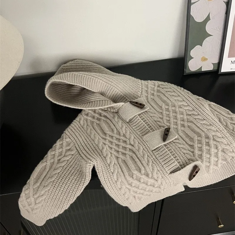 Fashion Knitted  Cotton horn toggle button Baby Cardigan Kids  coat