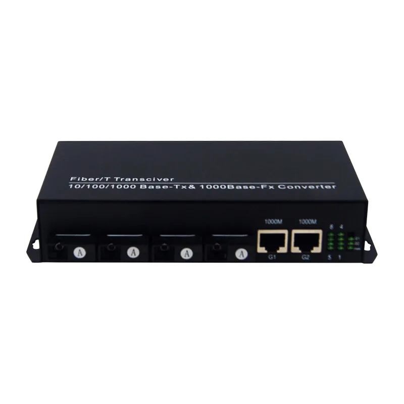 10/100Mbps 4 SC with 2 Gigabit RJ45 Ports 20KM 1310nm 1550nm Fiber Optic Media Converter Optical Transceiver
