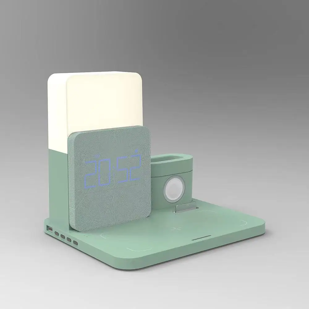 3 IN 1 Digital Alarm Clock Desk LED Lamp With Wireless Charger Station