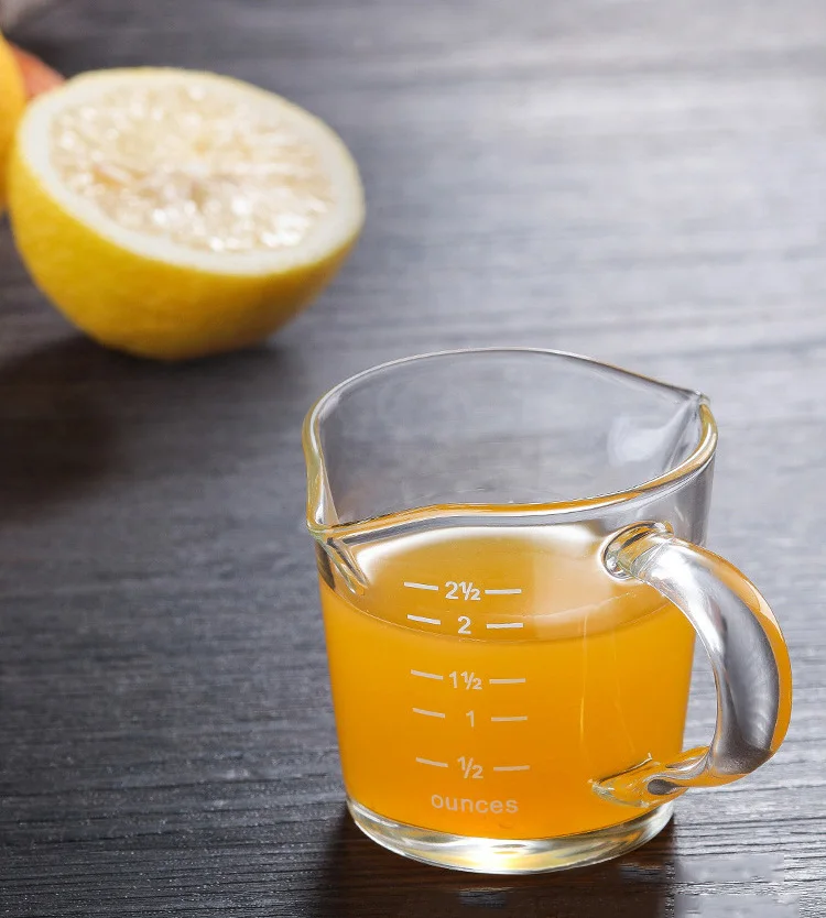 Double Spouts  Espresso Shot Glass Liquid Measuring Cup Milk Triple Pitcher For Coffee