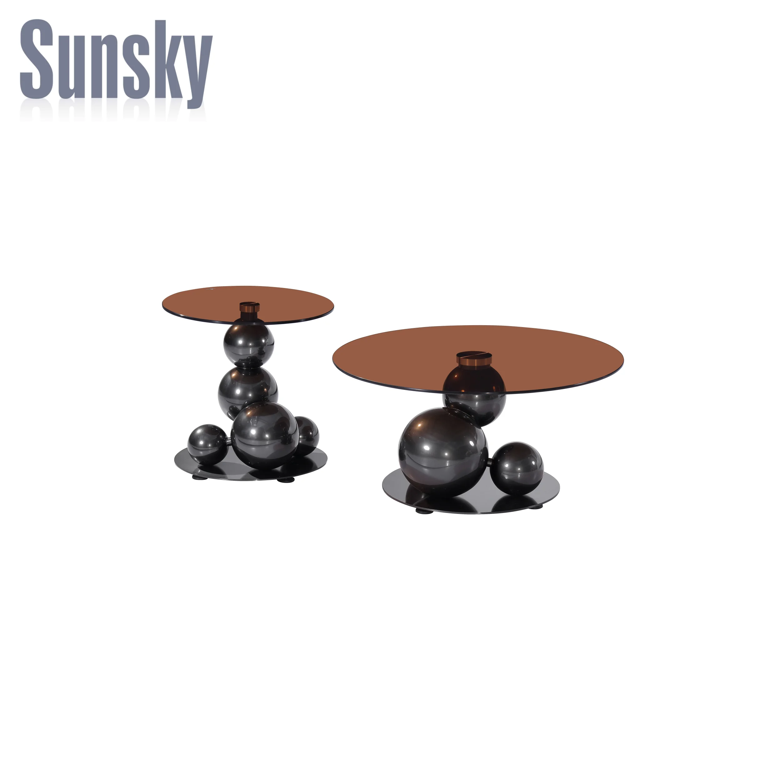 Темный стеклянный верх с круглым дном из нержавеющей стали специальной формы стильный журнальный столик