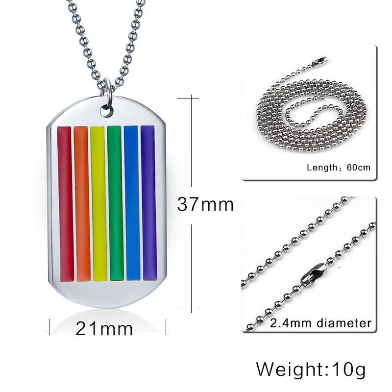 China High Quality Stainless Steel Circle Plate Rainbow Pride Gay Necklace Men Fashion Couple Unisex Pendant Chain Jewelry Gifts