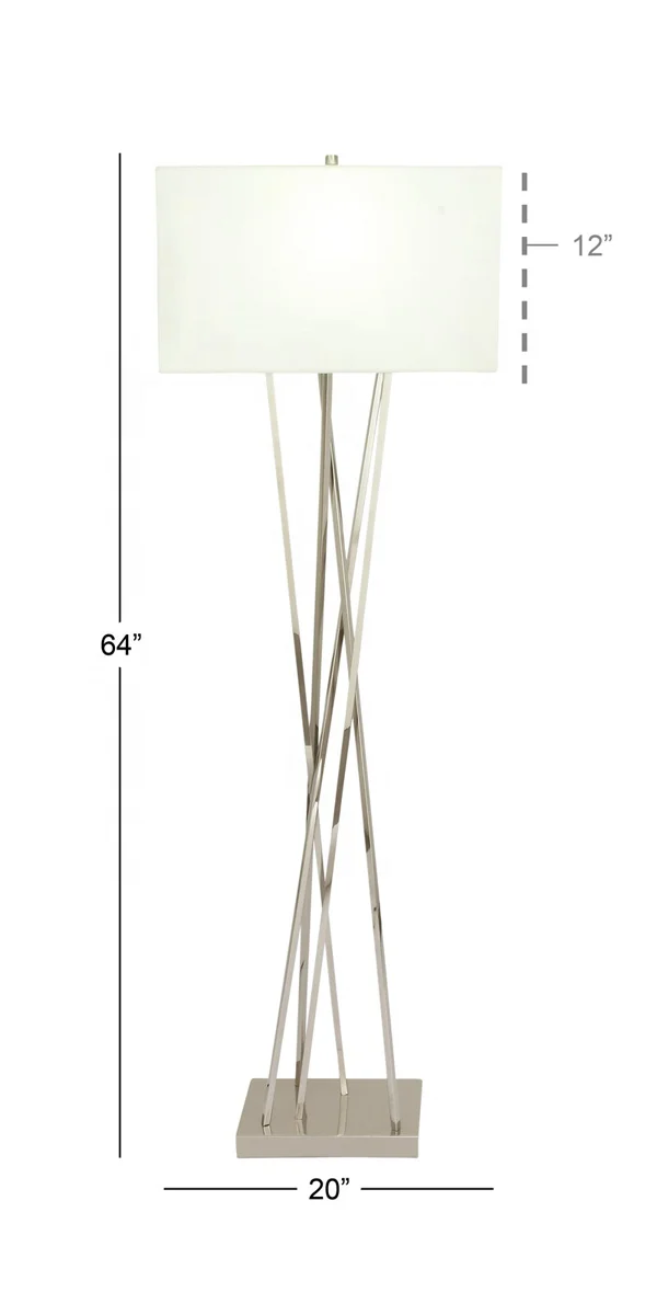 MODERN ANTIQUE DESIGN SIMPLE FABRIC SHADE SILVER NORDIC HOME DECORATION LIVING ROOM BEDROOM FLOOR LAMP