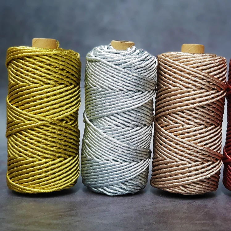 Ropemate 3 мм металлический с одинарной нитью золото макраме шнур Мягкий 1 слой шампанское веревка для изготовления