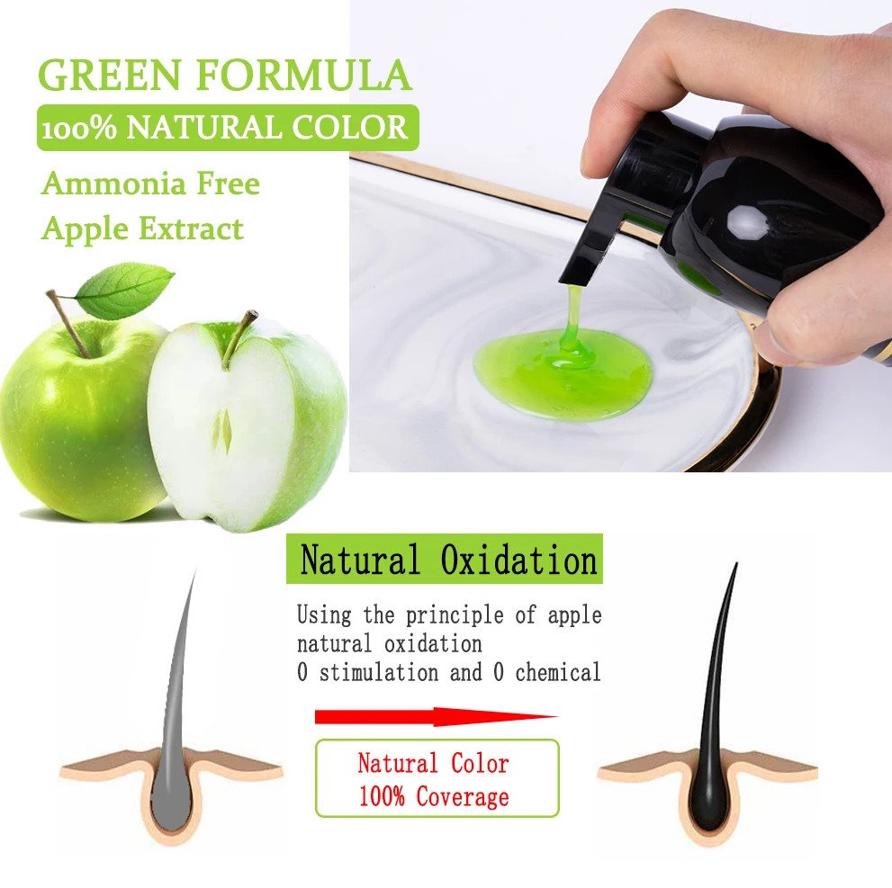 Hot Sale Natural Black Hair Dye Shampoo 100% Cover Gray White Hair 5 Minutes Hair Color Shampoo