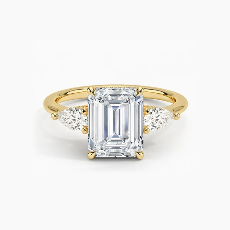 SGARIT Silver Jewelry 3 Stone Ring 1CT VVS Moissanite 925 Silver Wedding Engagement Ring GRA Gold Plated Moissanite Ring