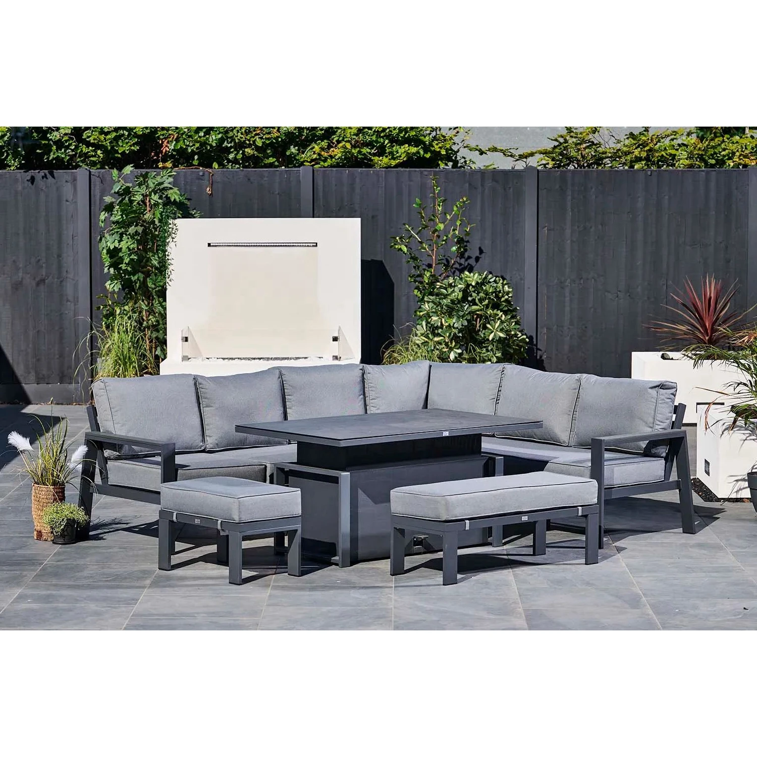 Garden Sofa Outdoor Patio Furniture Hotting Sell L Shape Aluminum Cast Aluminum Modern Garden Set 100% Handmade 180g-330g Fabric