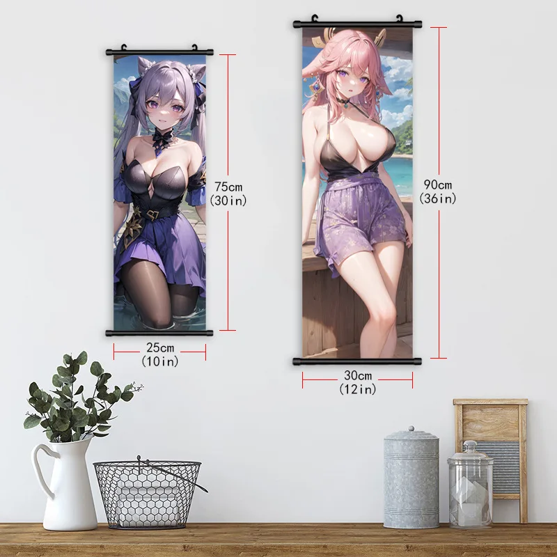 Genshin Game Hanging Axis Painting Lightning General Gaming Room Decorative Painting Comic Exhibition Poster Hanging Painting