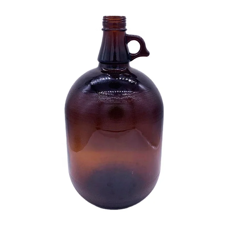 High quality 128oz 4000ml 4L big amber glass beer wine growler bottle with screw cap