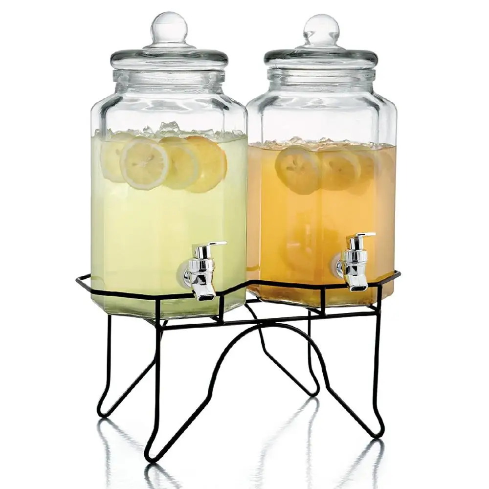 Best Selling 1 Gallon Glass Jar Juice Beverage Dispenser With Tap And Glass Lid
