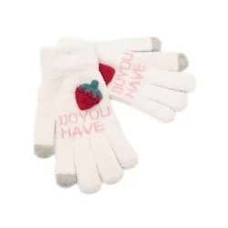 Korean Winter Outdoor Sports Adult Women'S Lovely Strawberry Gloves Knitted Warm Winter Gloves Touch Screen Glove