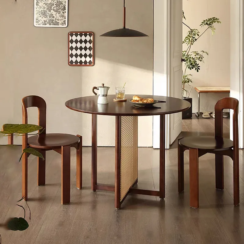 Simple style solid wood household furniture restaurant ash wood rattan dining table