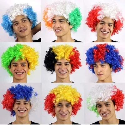  Human Hair Extension Wig Football SOCCER Fan Accessories Game World Cup Hats National flag