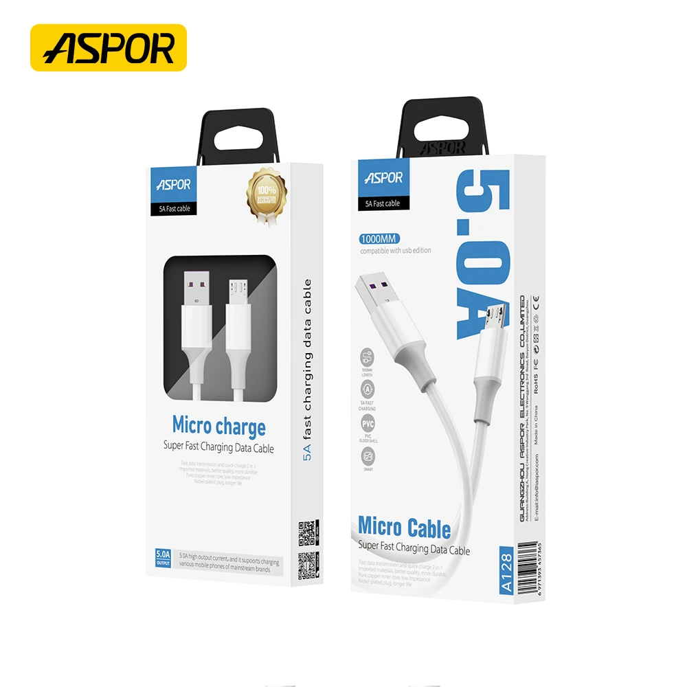 ASPOR A128 Hot sale 5A USB Type C Cable Mobile Phone Data Cable Quick Charging USB-C Super Fast Charging cable