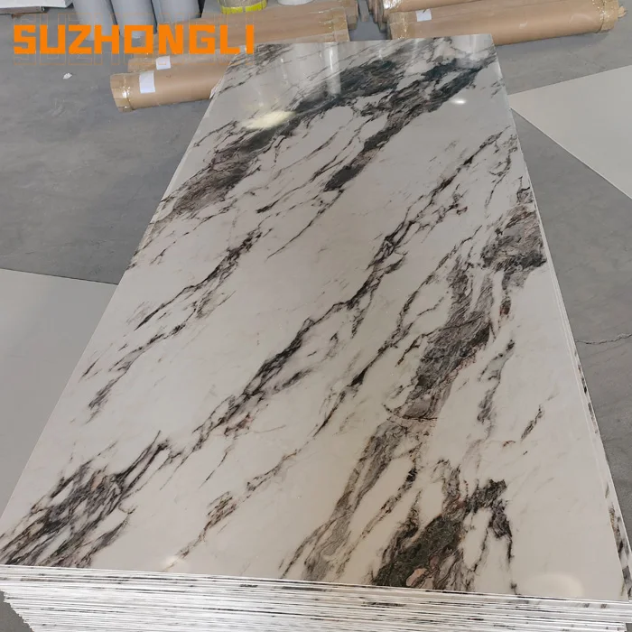 2024 Hot sale 4*8ft waterproof Gilded pvc marble sheet high glossy uv marble wall panel for interior decoration