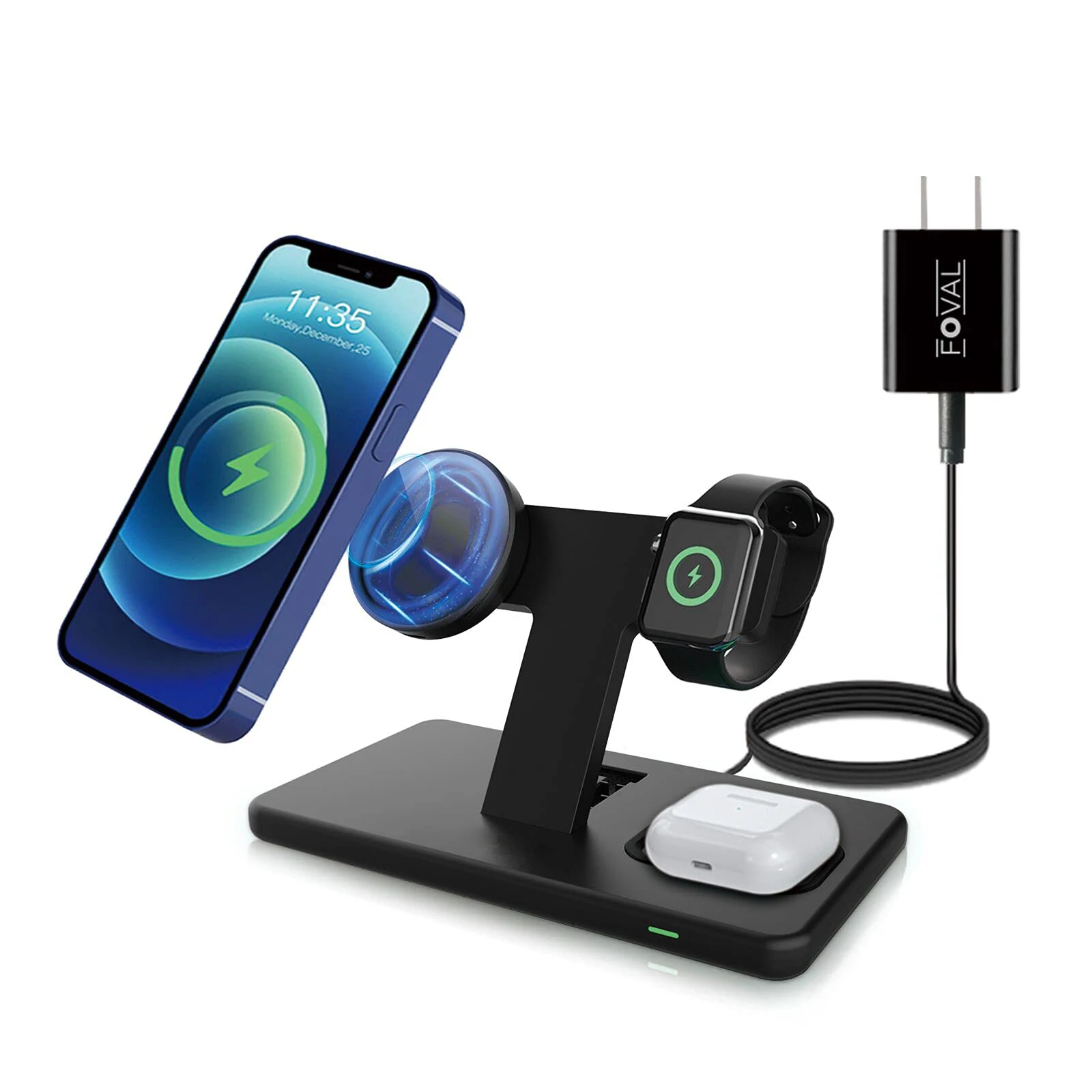 
wireless charger station for iphone 12, Masnetic charging stand 3in1 compatible with aiepods and apple watch 