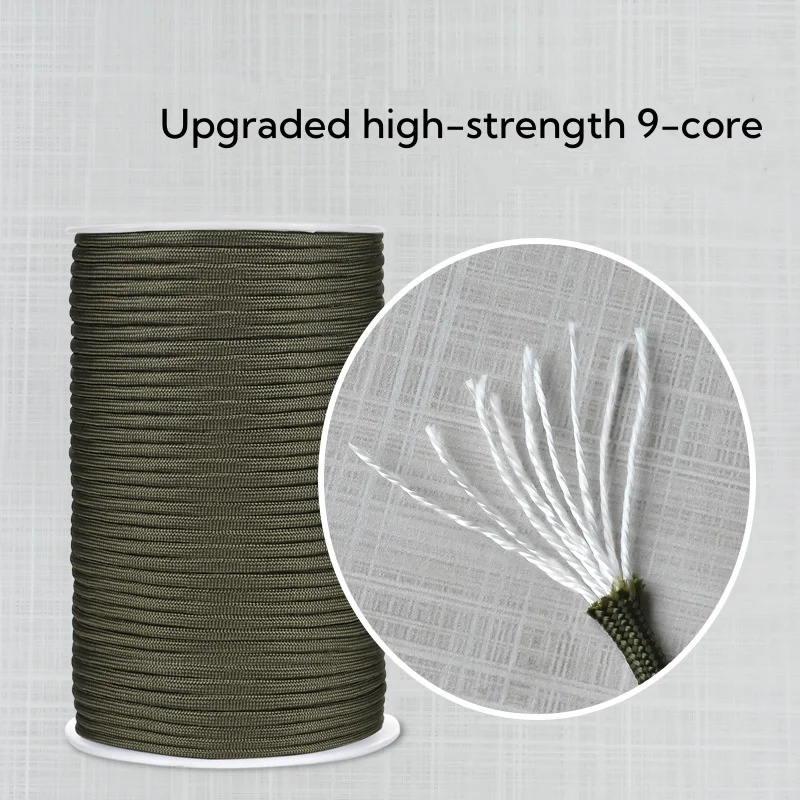 100m*4mm Outdoor Multifunctional Spool 9 Core Umbrella Rope Bundle Rope Clothesline Tent Wind Rope Multicolour