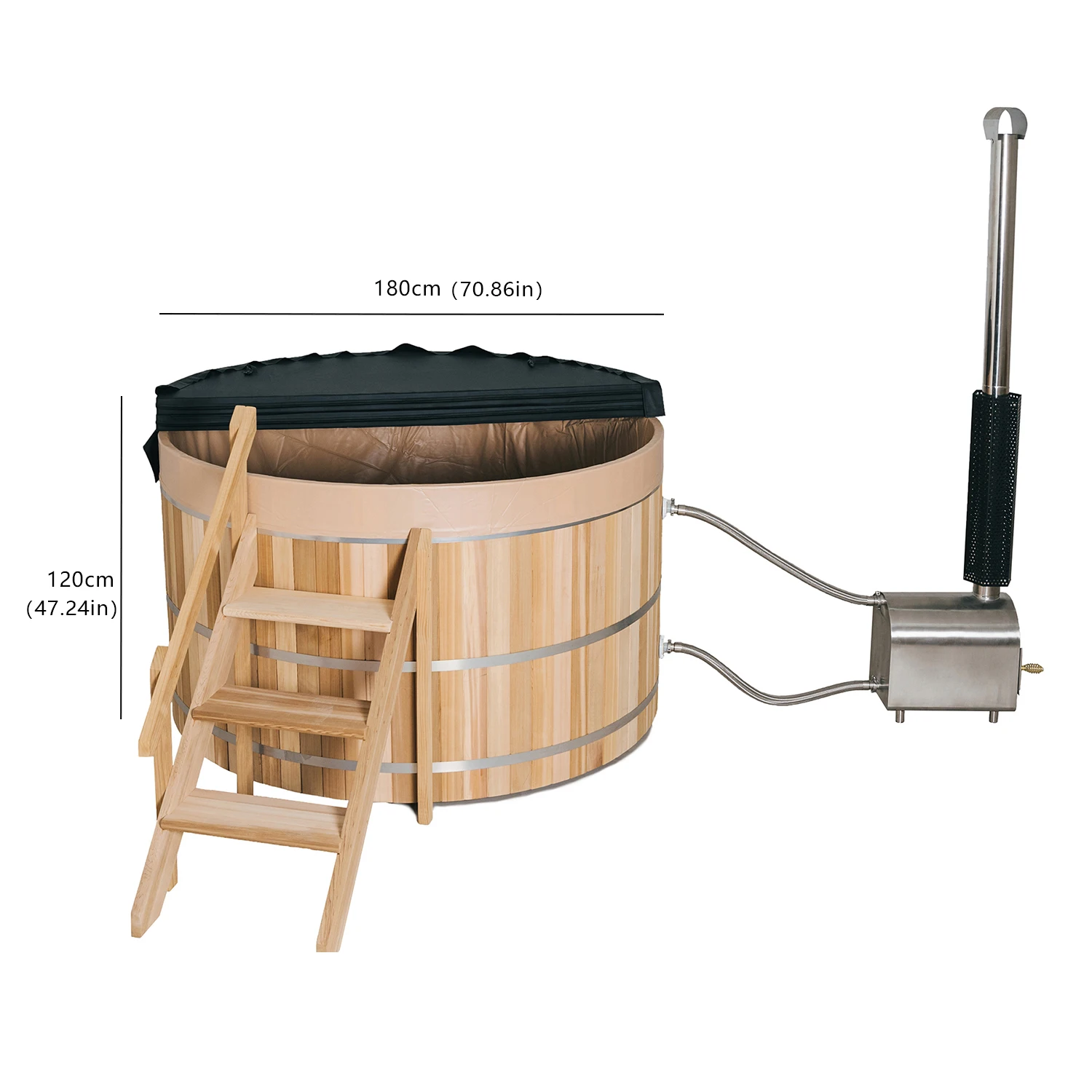 China Supplier High Quality 1800*1000MM Wood Fired Hot Tub Stove Internal Heater for 4 people