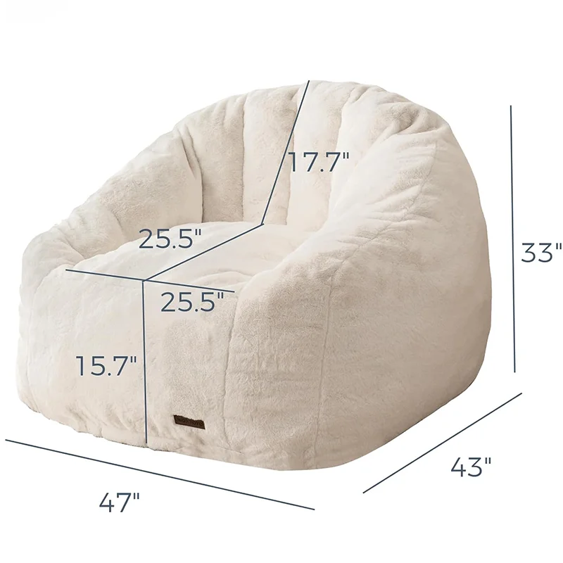 Oversized Bean Bag Floor Sofa Adults Eco-friendly Faux Fur Shell-Shaped Large Giant Bean Bag Chair