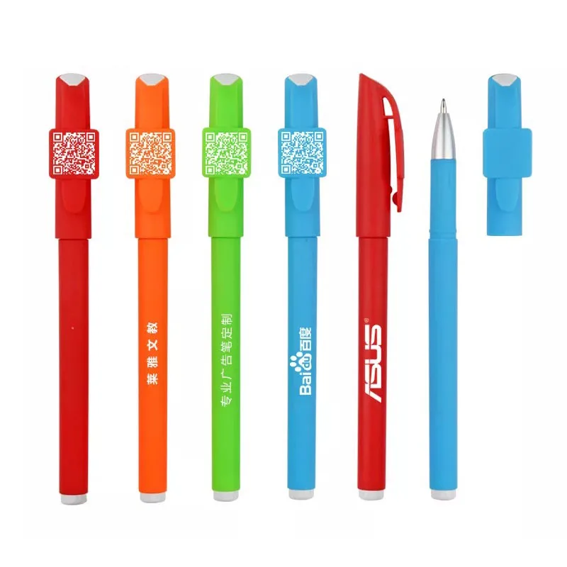 black rubber coated promotional gel pen customise logo printed souvenir with clip