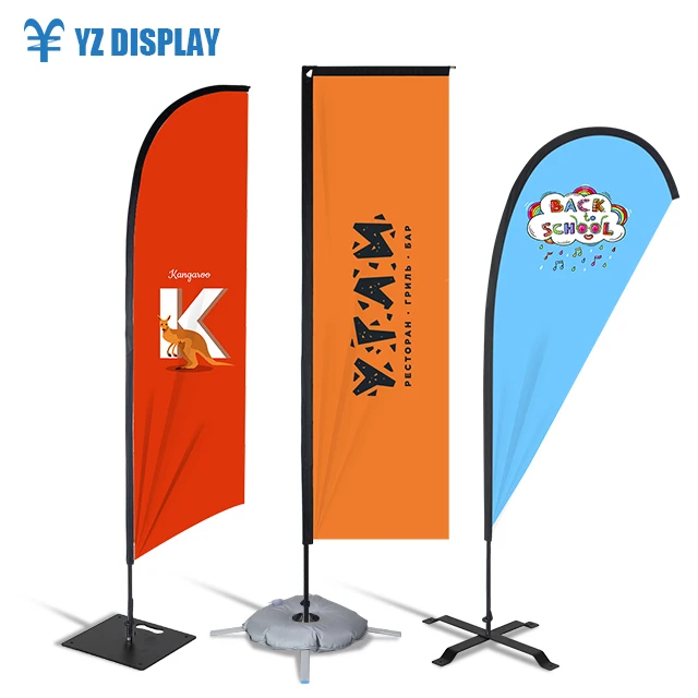Hot selling customized teardrop feather flag telescopic pole outdoor cheap advertising beach flag