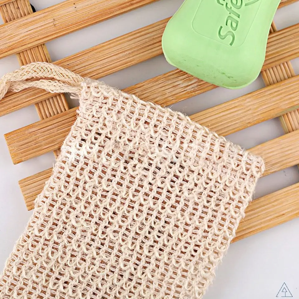 Environmentally Friendly Mesh Bag 100% Natural Custom Logo Cotton Sisal Soft Cotton Foaming Soap Bag