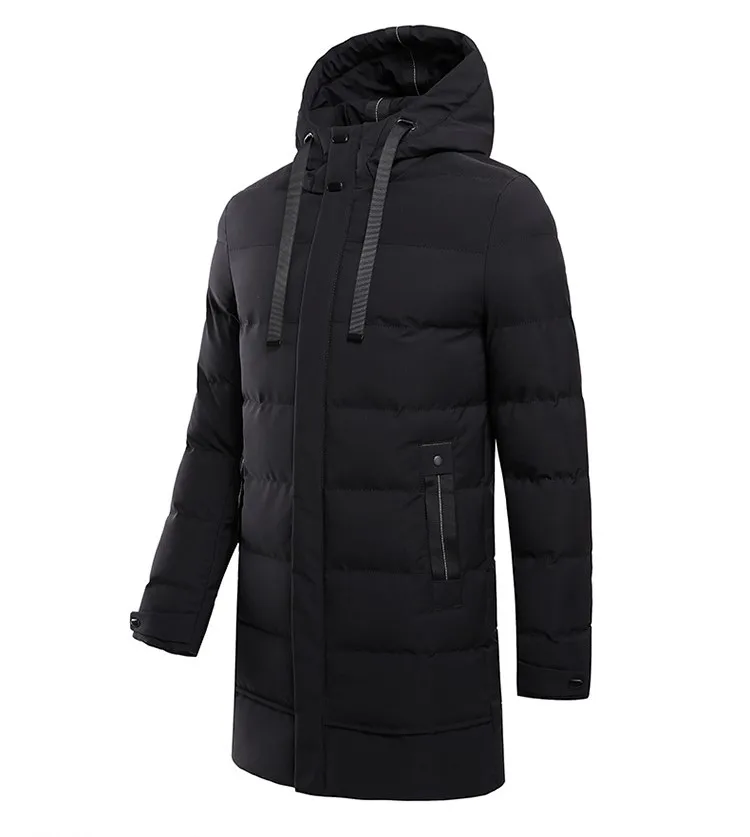 Winter New Fashion Men Long Parka Jacket High Quality Outerwear Windproof Hooded Padded Clothes Down Jackets