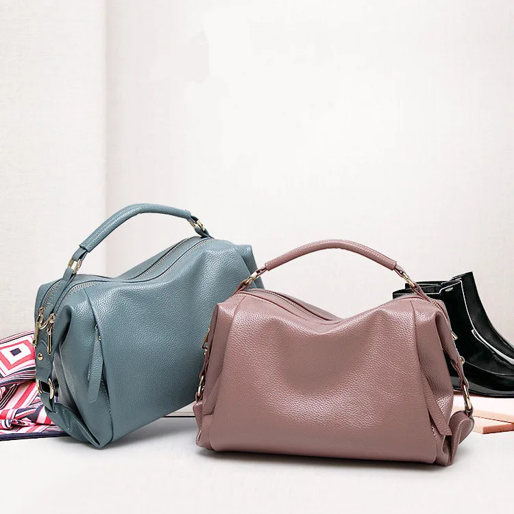 Korean Style Lichee Pattern Vegan Leather Bag Ladies One-shoulder Messenger Big Bag