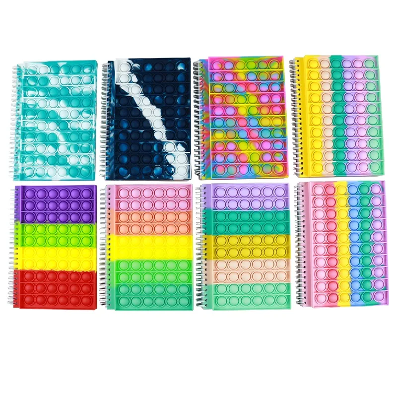 Silicone Pop Bubbles Cover Notebook Relieve Fidget Notebooks Softcover Spiral Memo Pad Finger A5 Push Up bubble Notebook