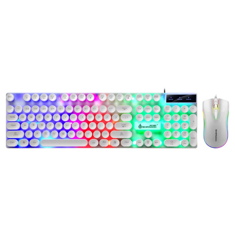 OEM for Cross-border 18 crossing D290 punk luminous keyboard and mouse round keycap knob luminous gaming keyboard and mouse set