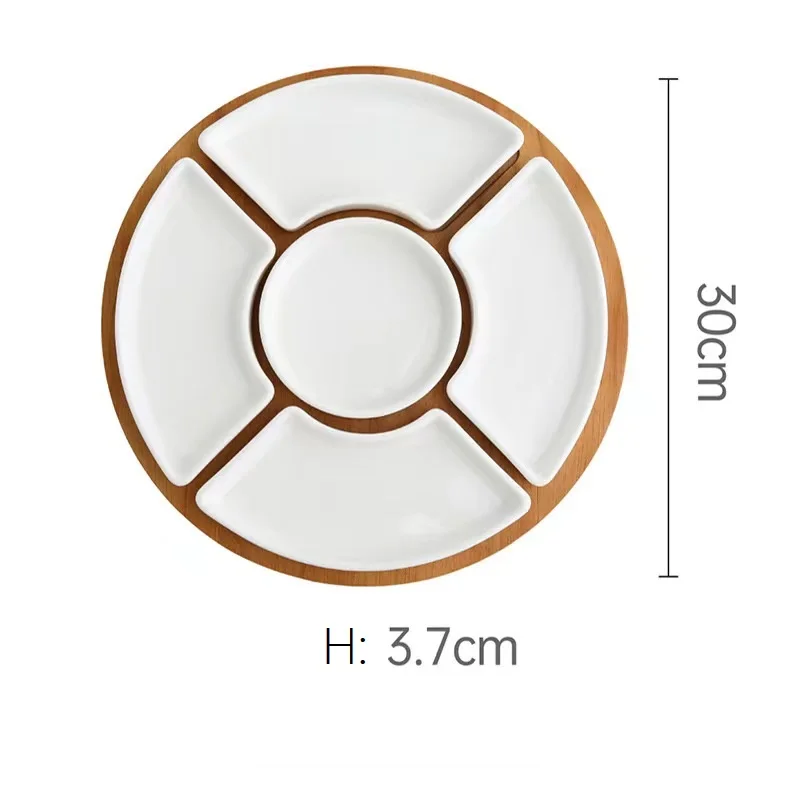 Custom Logo Solid Color Ceramic Fruit Plate Snack Household Split Melon Seeds Nut Platter Candy Plate