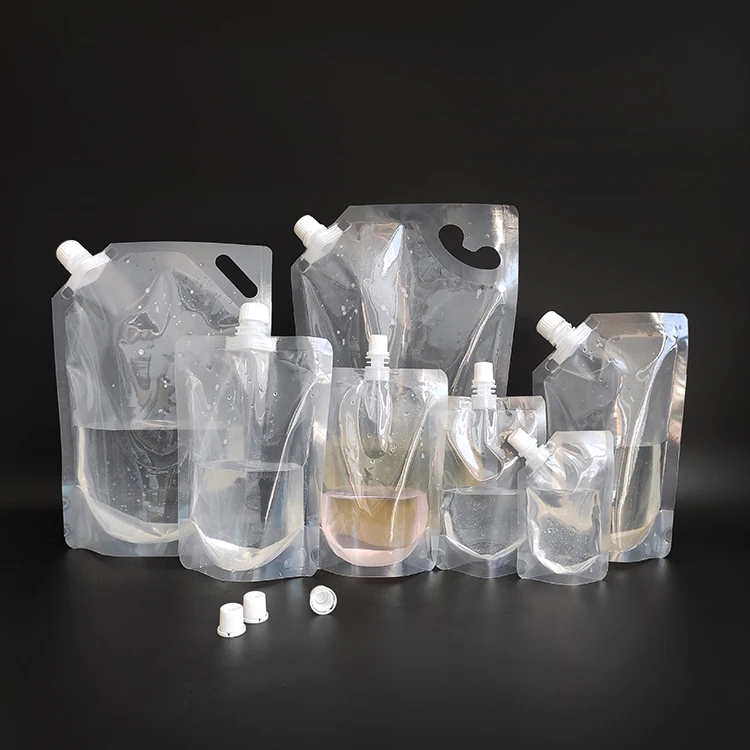 250ml plastic packaging transparent clear liquid water juice drink pouches squeeze spout pouch bag with spout