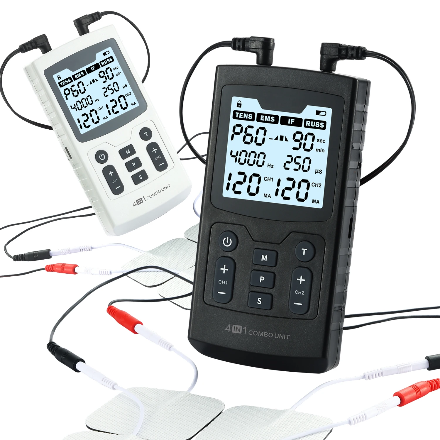 4 in 1 Combo 4000Hz Two transformer Interferential Current Russian Stimulation EMS TENS Machine