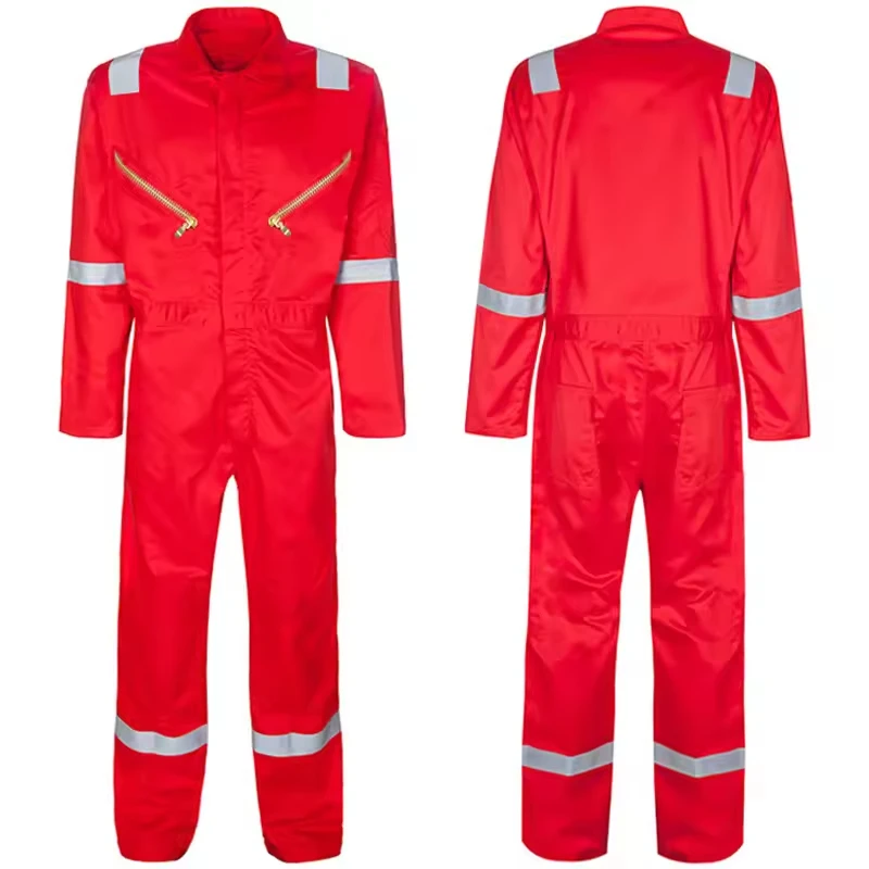 85% Cotton 15% Nylon High Vis Overall With Pockets Wind Proof Safety Work Wear Suits Industry Construction Reflective Coveralls