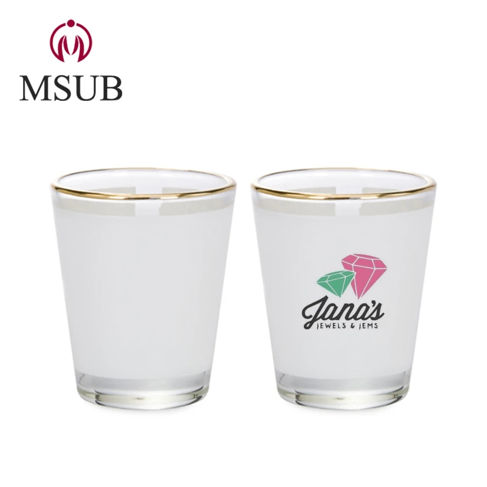 
Glasses factory direct 1.5oz Sublimation mugs shot glass mug with gold rim 