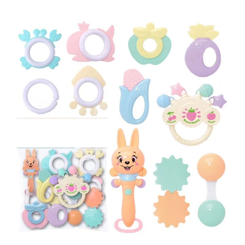 Baby Rattle Toys Set 0-6 Months Teething Infant Toys Funny Cute Shaking Hand Bells Set