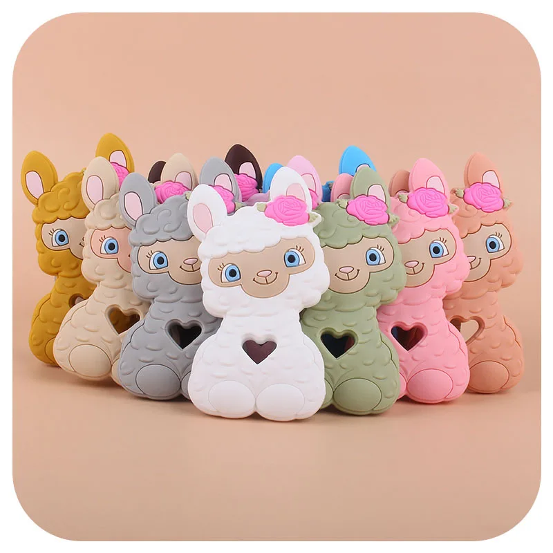 
Wholesale eco friendly bpa free baby silicone teething pendant toys baby llama teether 