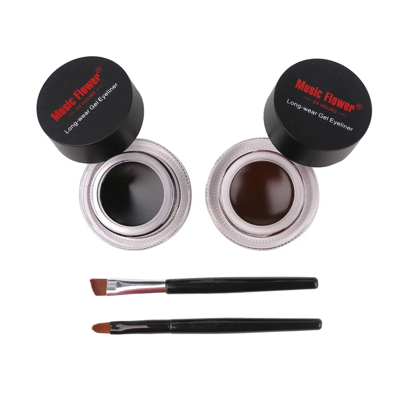 Factory direct sales  Two-tone eyeliner dark brown lip liner lip stain lip liner  2 bottles black + brown