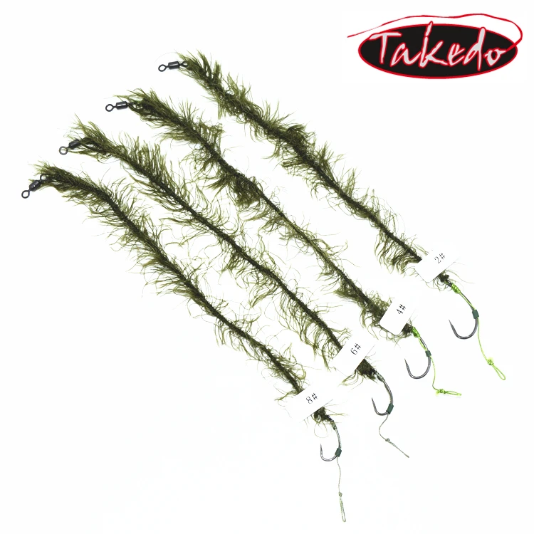 TAKEDO TKC001 2pcs bag Custom Wholesale Carp Fishing Hair Rig Kelp Line Sting Fishing hook European Carp Grass Fishing Hook