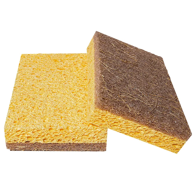 Biodegradable Natural Kitchen Sponge  Compostable Cellulose and Coconut Walnut Scrubber Sponge Eco Friendly Sponges for Dishes