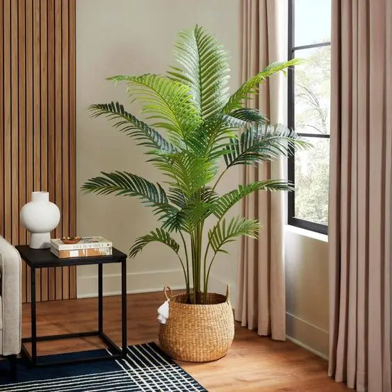 Small Fake Indoor Outdoor Bend Artificial Coconut Palm Tree Plants Look Real 6FT Fake Plant in Plastic Nursery Pot